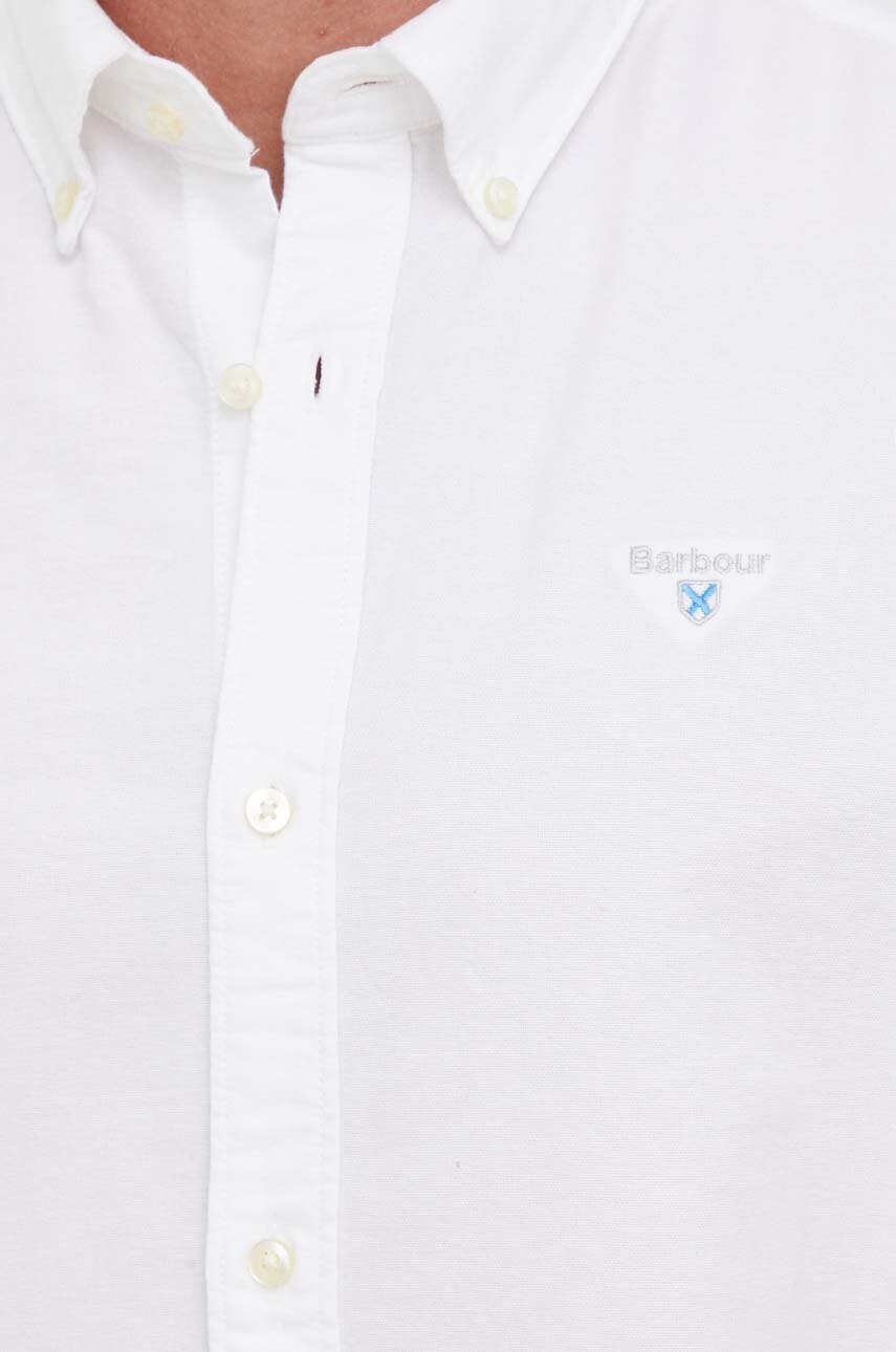 Бавовняна сорочка Barbour Oxtown чоловіча колір білий slim комір button-down