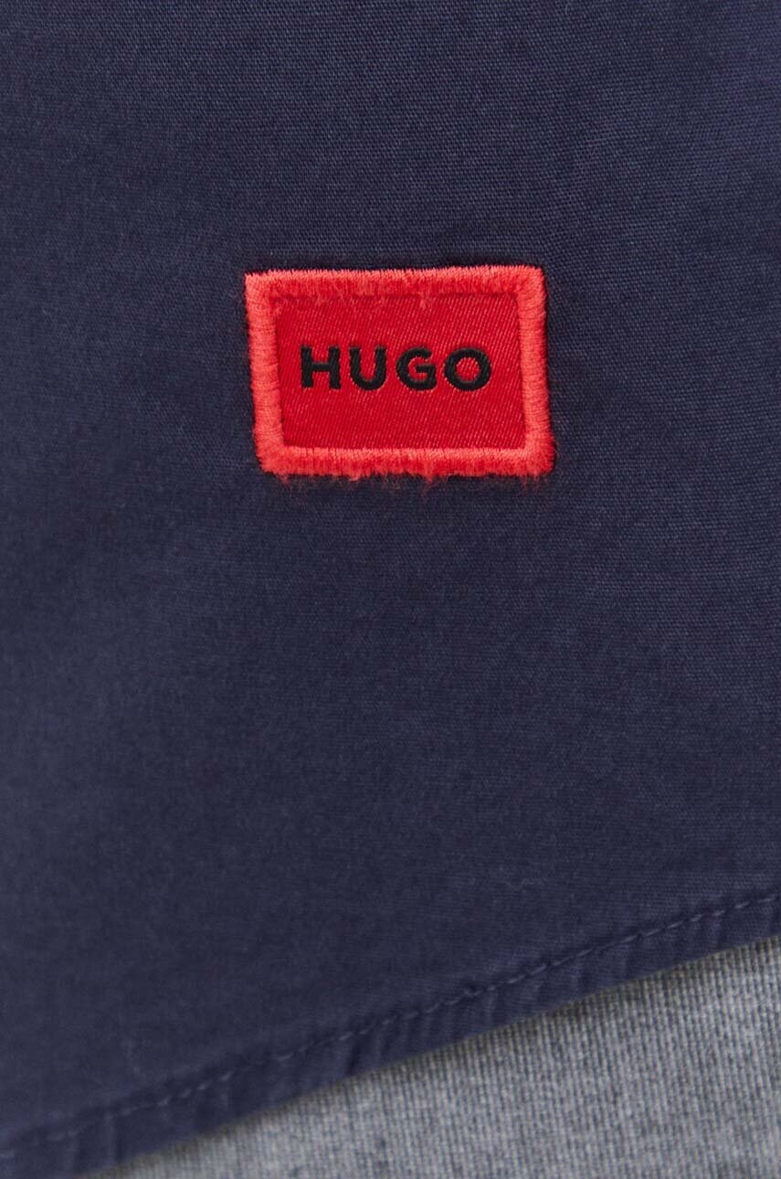 Сорочка HUGO чоловіча колір синій slim класичний комір