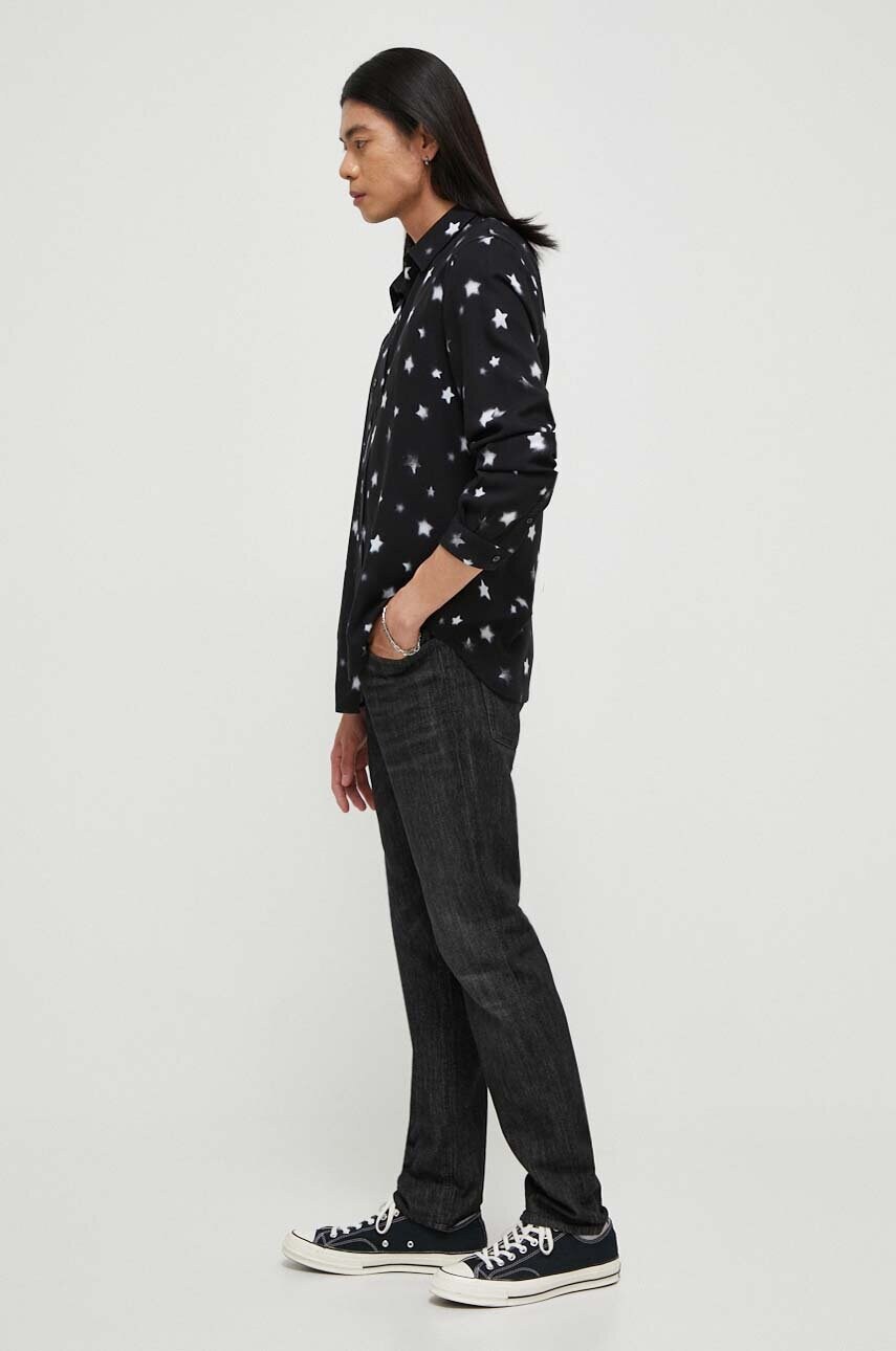 Сорочка The Kooples чоловіча колір чорний regular класичний комір