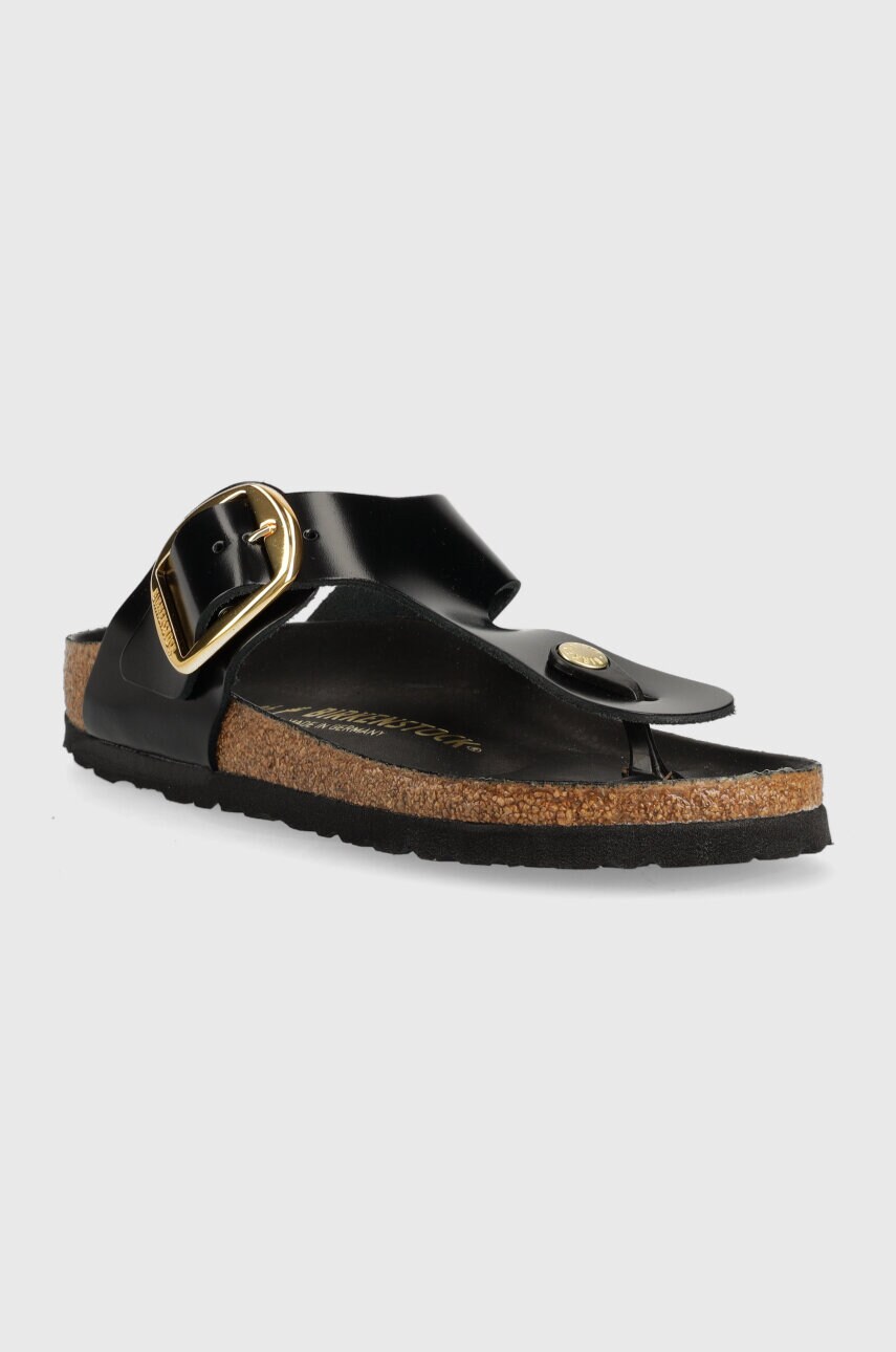Шкіряні в'єтнамки Birkenstock Gizeh жіночі колір чорний на плоскому ходу 1021469