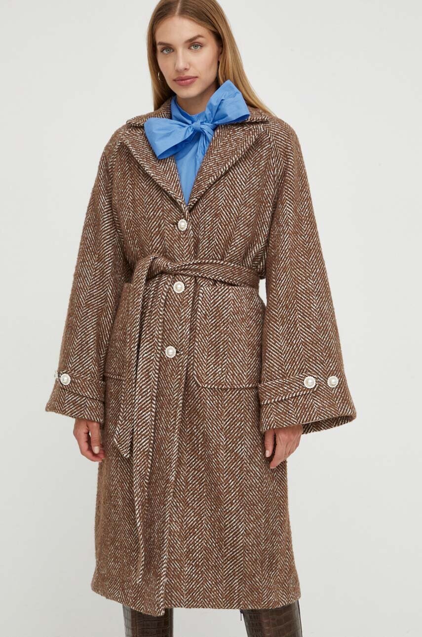 Пальто з домішкою вовни Custommade колір коричневий перехідне oversize