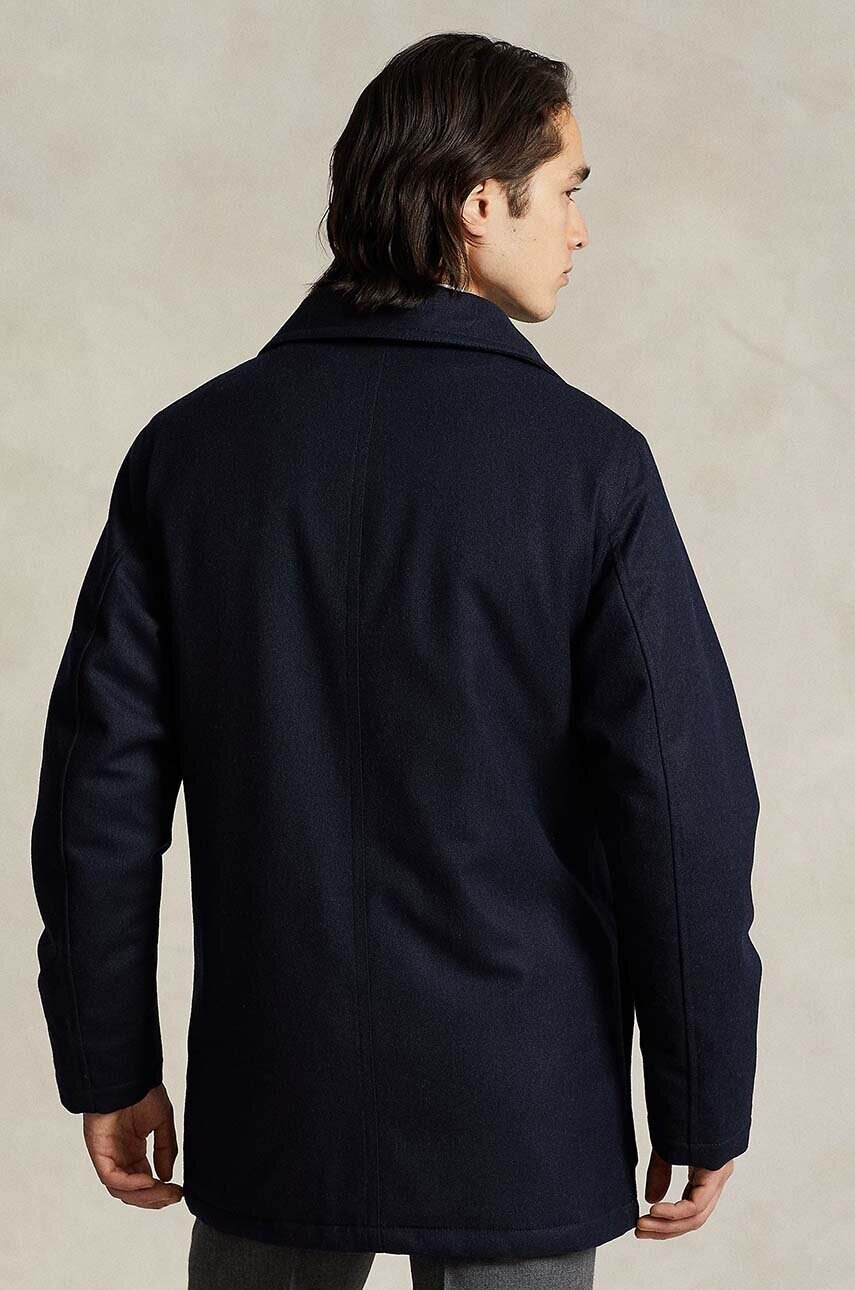 Вовняне пальто Polo Ralph Lauren колір синій перехідне