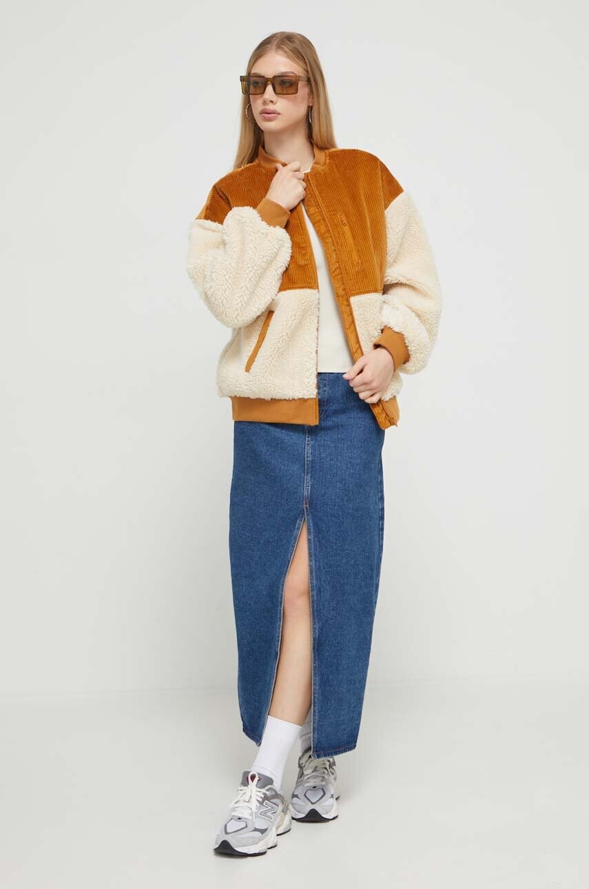 Куртка Billabong жіноча колір коричневий перехідна oversize