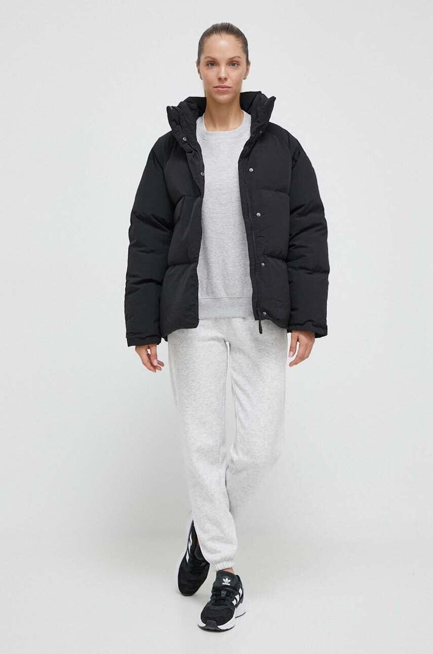 Пухова куртка adidas жіноча колір чорний зимова oversize