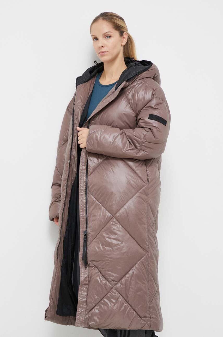 Куртка Didriksons жіноча колір коричневий зимова oversize