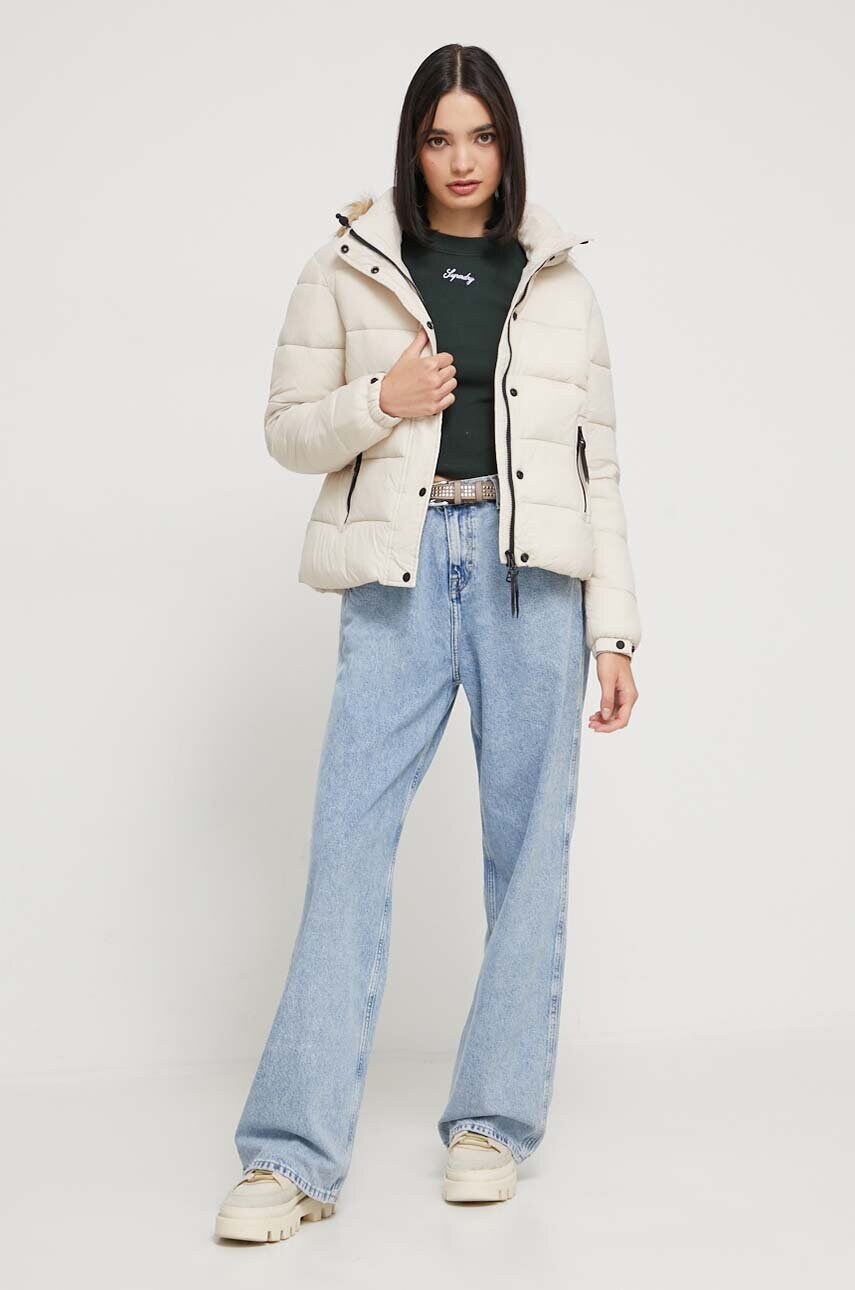 Куртка Superdry жіноча колір бежевий зимова