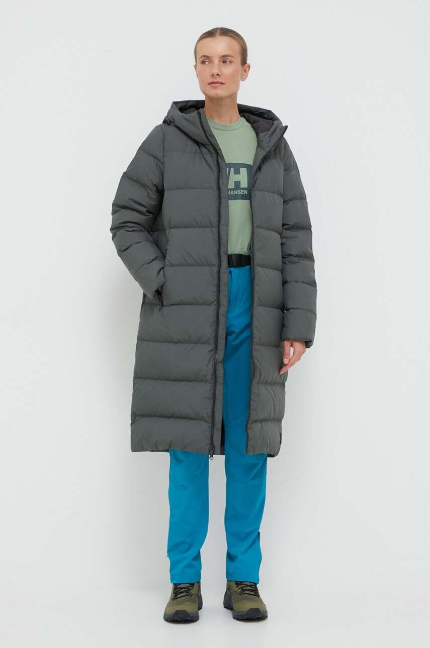 Пухова куртка Jack Wolfskin жіноча колір сірий зимова