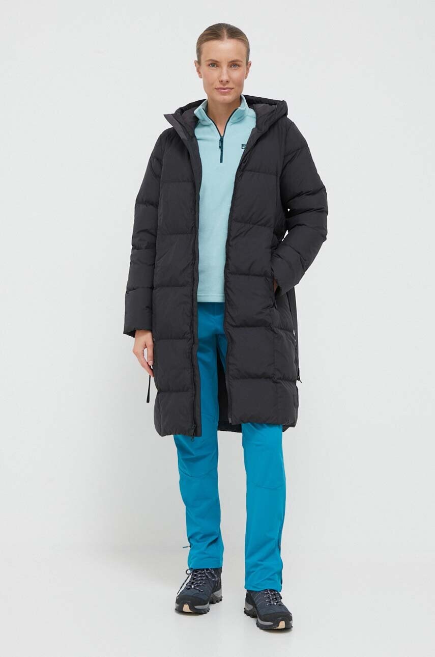 Пухова куртка Jack Wolfskin жіноча колір чорний зимова