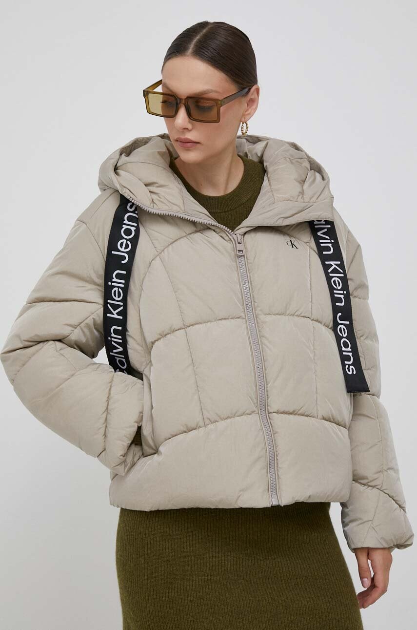 Куртка Calvin Klein Jeans жіноча колір бежевий зимова oversize