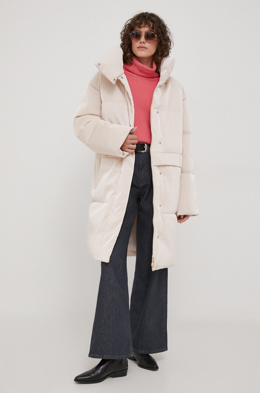 Куртка Calvin Klein Jeans жіноча колір бежевий зимова oversize