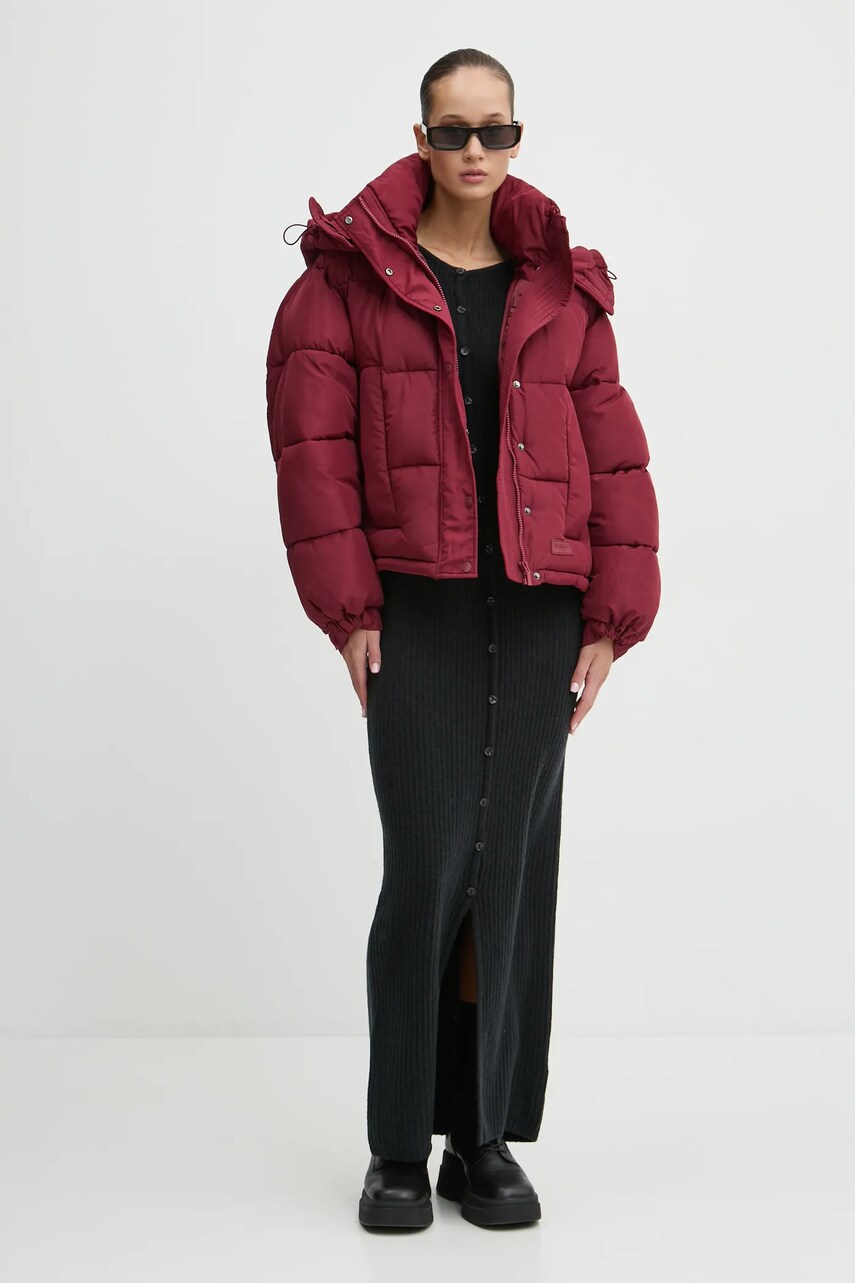 Куртка Sixth June жіноча колір бордовий зимова oversize