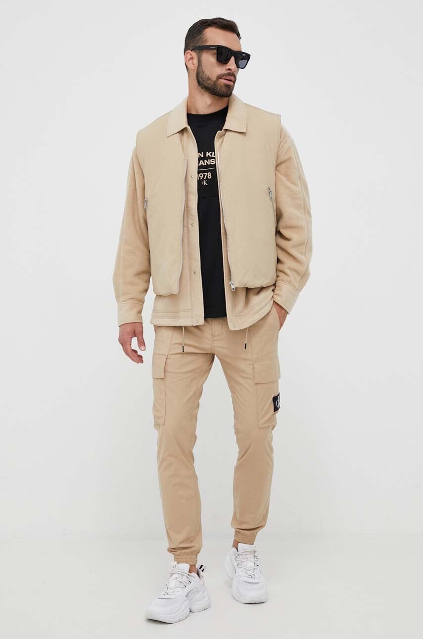 Куртка Calvin Klein Jeans чоловіча колір бежевий перехідна oversize