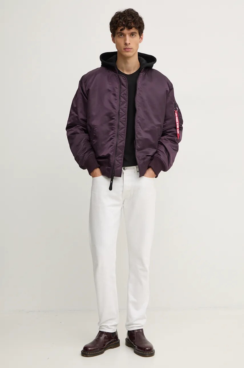 Куртка-бомбер Alpha Industries MA-1 ZH Back EMB чоловіча колір синій зимова oversize