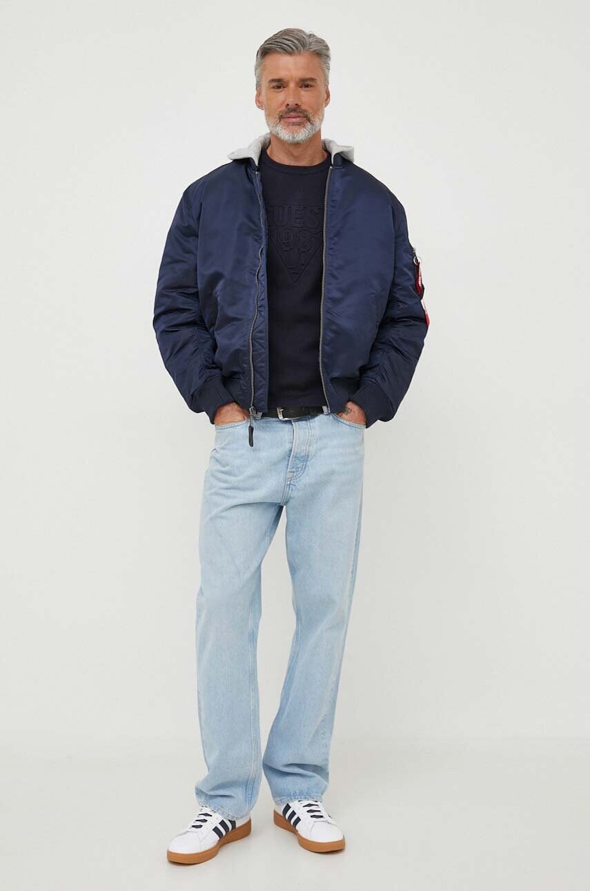 Куртка-бомбер Alpha Industries MA-1 ZH Back EMB чоловіча колір синій зимова oversize