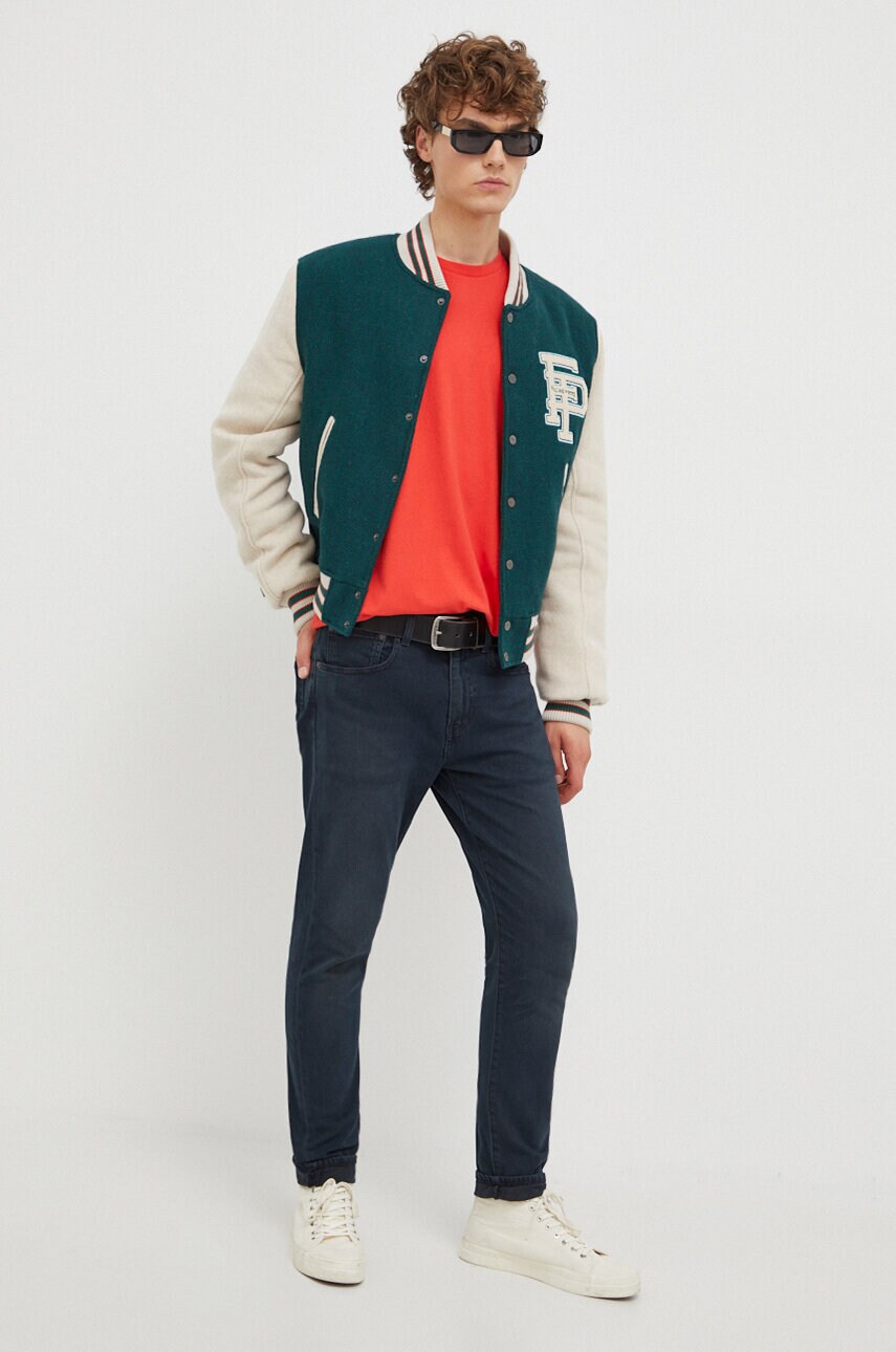 Вовняна куртка-бомбер Filling Pieces колір зелений перехідна oversize