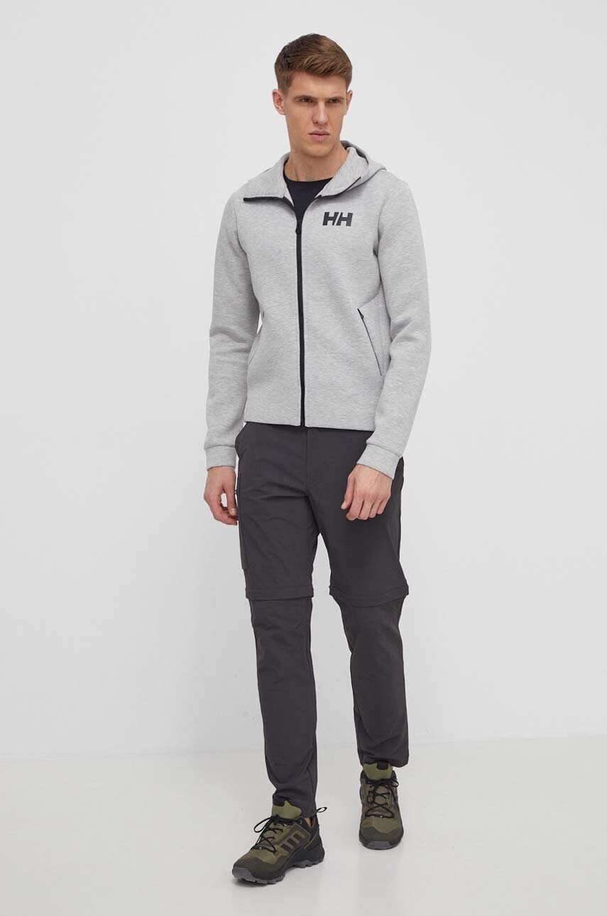 Спортивна кофта Helly Hansen Hydropower Ocean 2.0 колір сірий з капюшоном однотонна 34264.