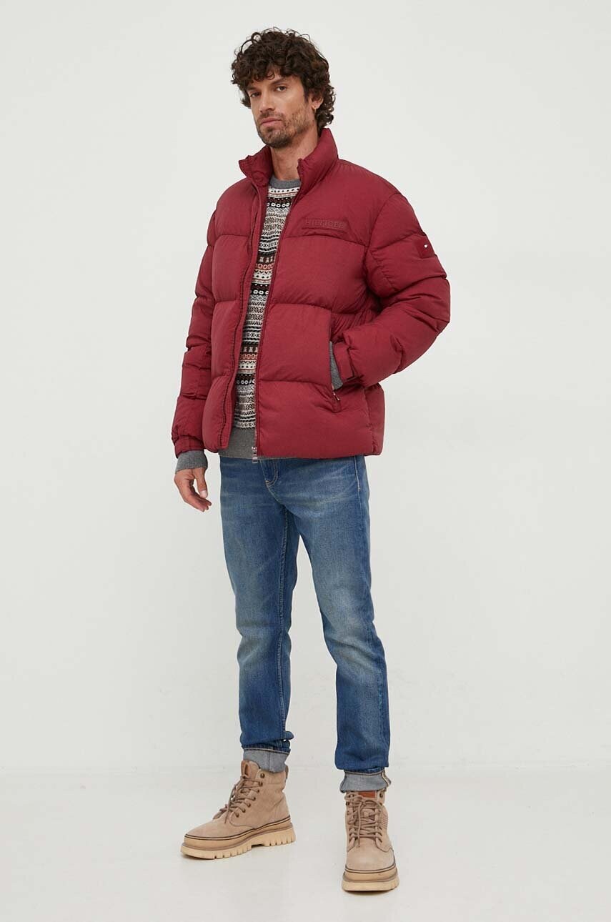 Пухова куртка Tommy Hilfiger чоловіча колір бордовий зимова