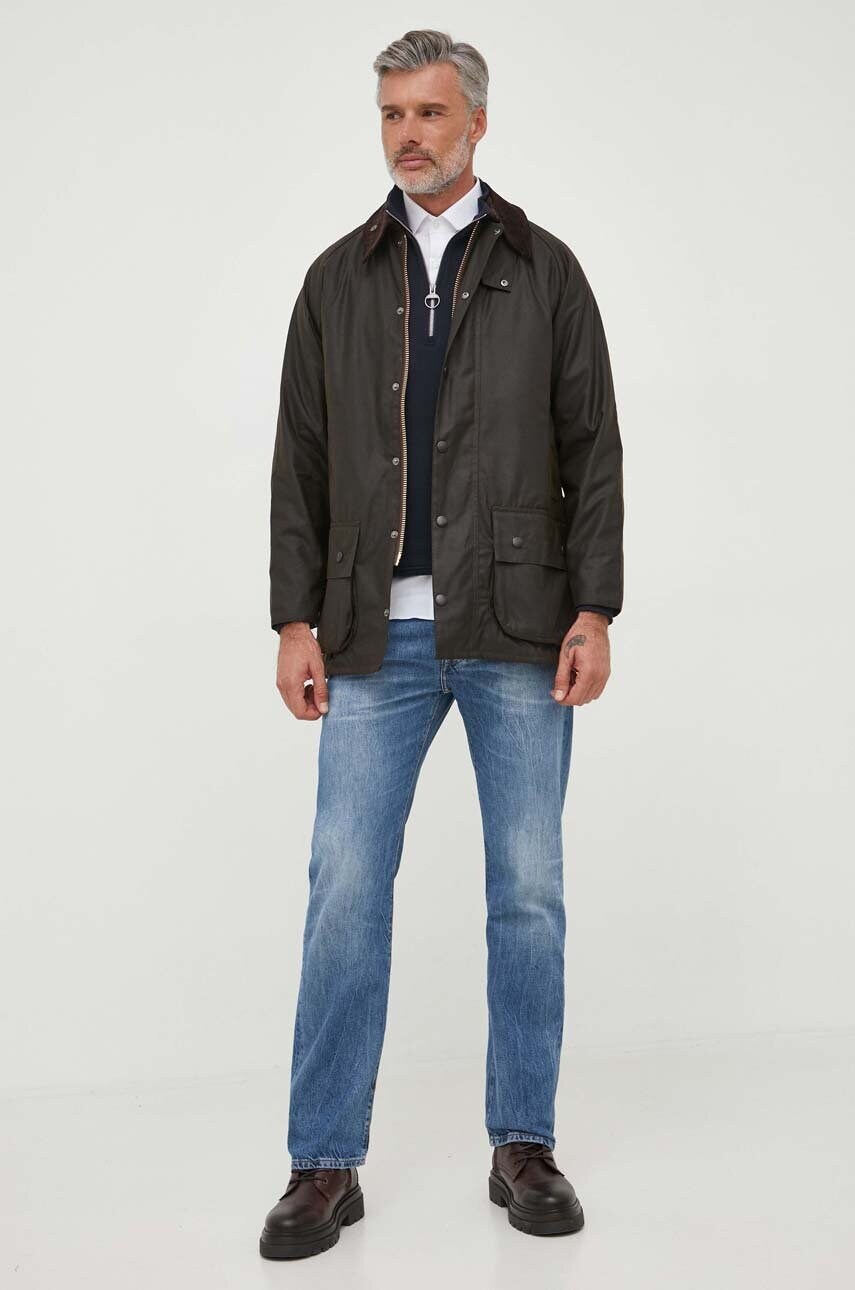 Бавовняна куртка Barbour колір зелений перехідна