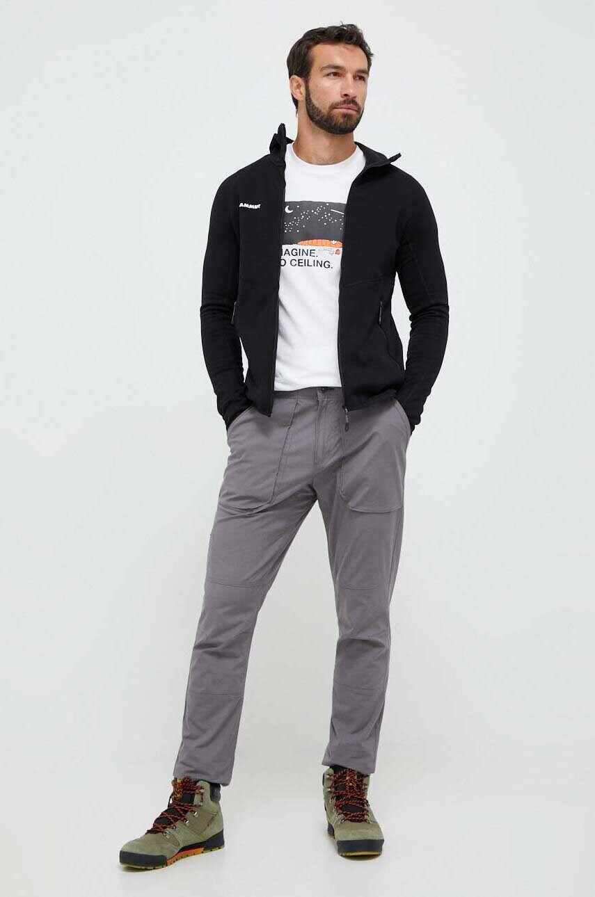 Спортивна кофта Mammut Aconcagua ML Hooded колір чорний з капюшоном однотонна