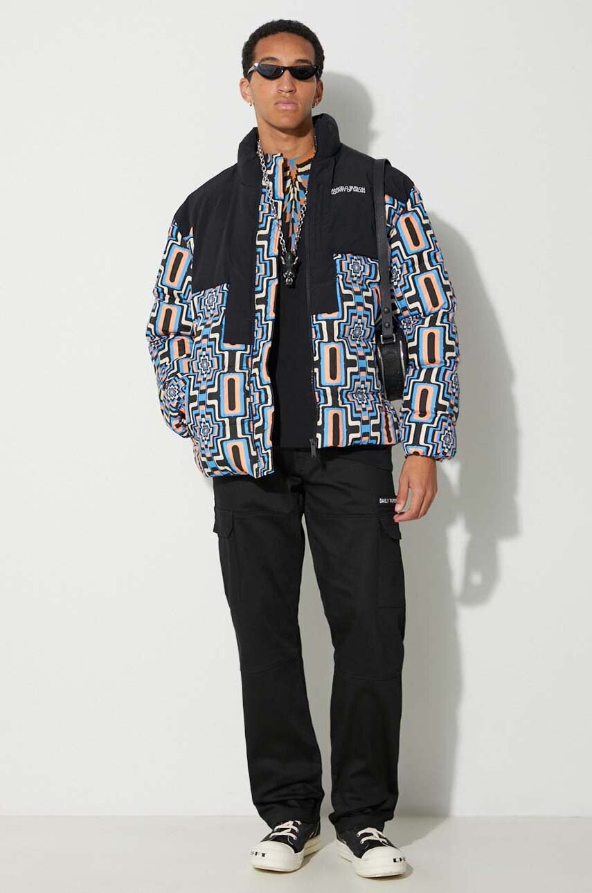Куртка Marcelo Burlon Aop Optical Cross Block чоловіча колір чорний зимова