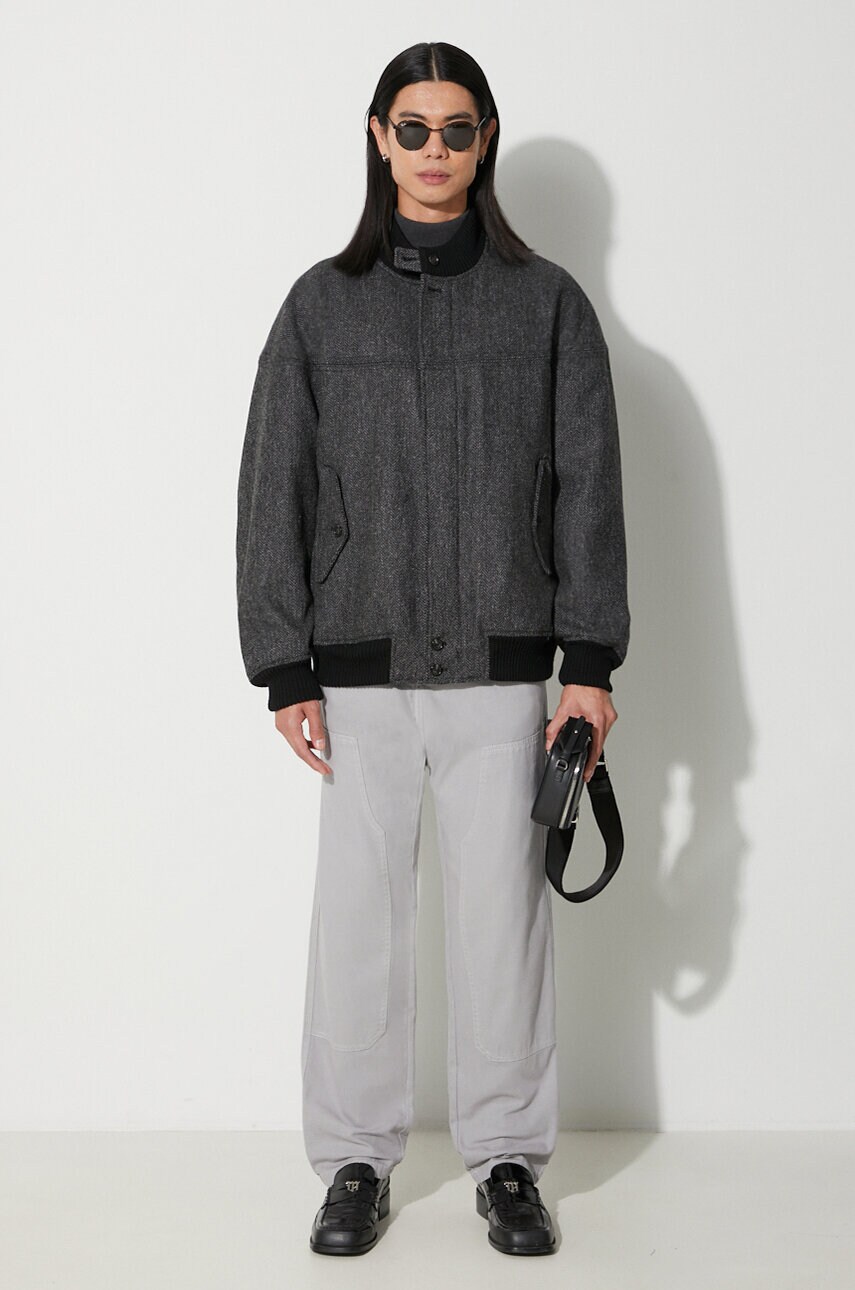 Вовняна куртка-бомбер Baracuta Herringbone Derby Jacket колір сірий перехідна oversize BRCPS1001