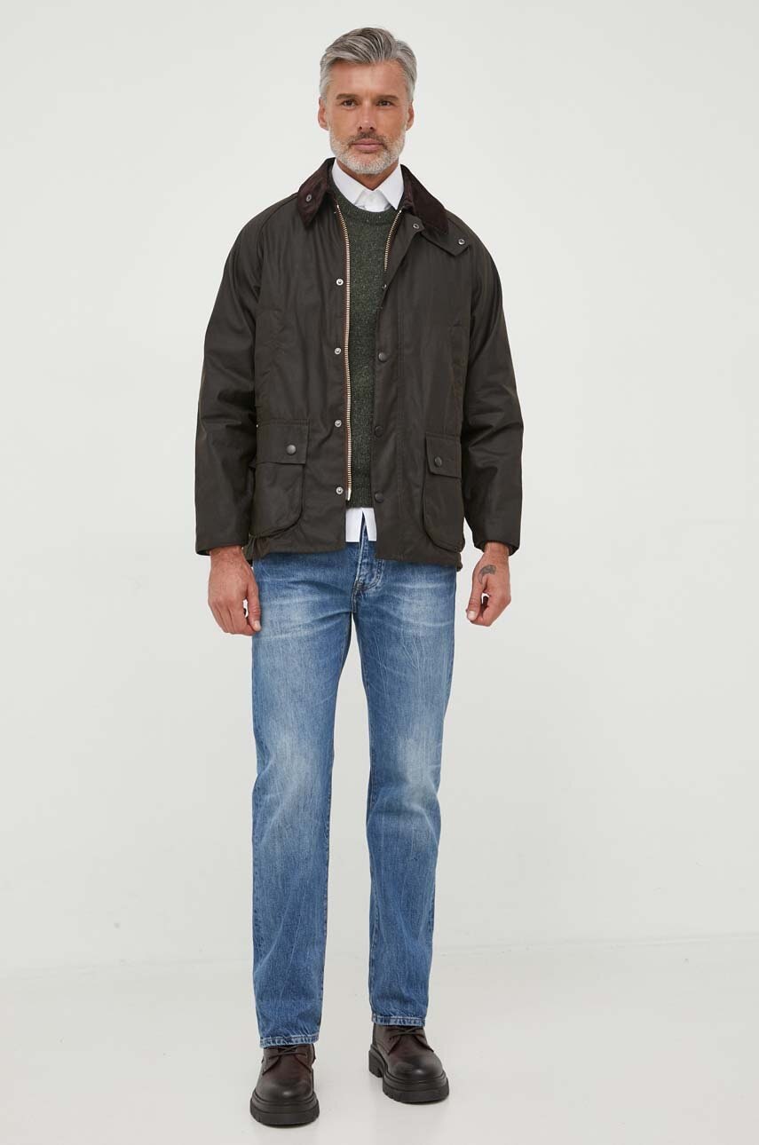 Бавовняна куртка Barbour колір коричневий перехідна