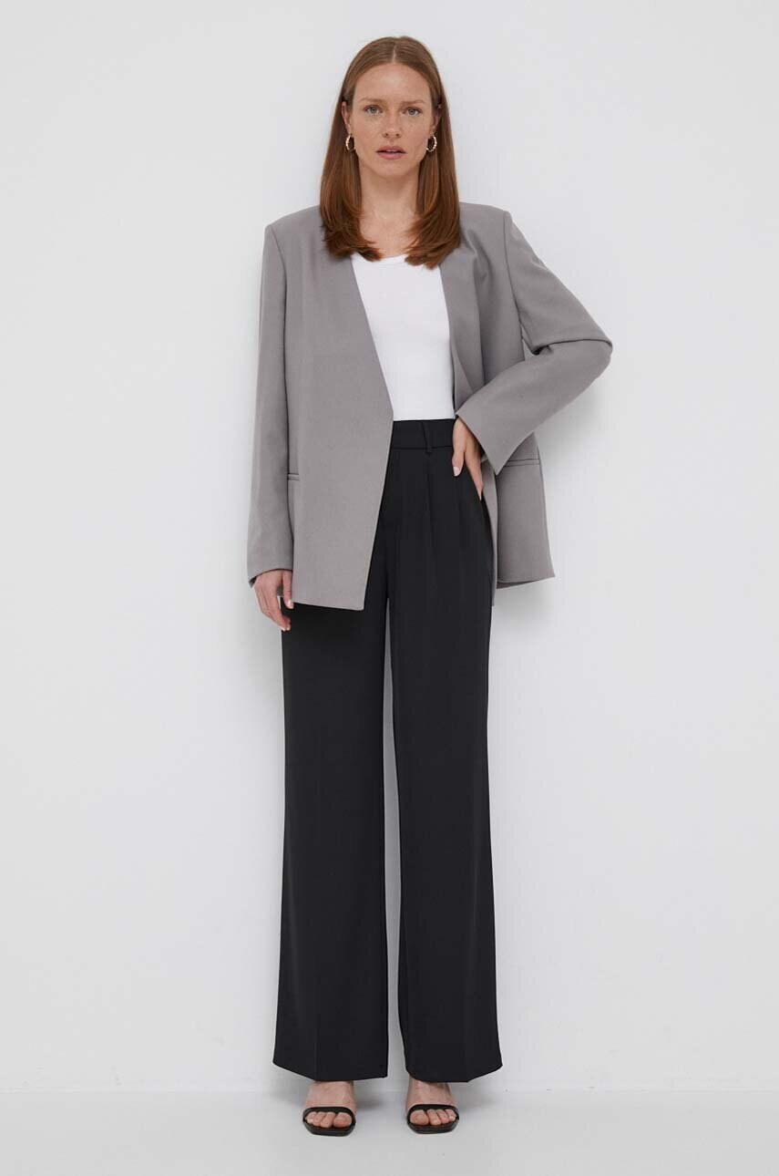 Вовняний піджак Calvin Klein колір сірий oversize однотонна
