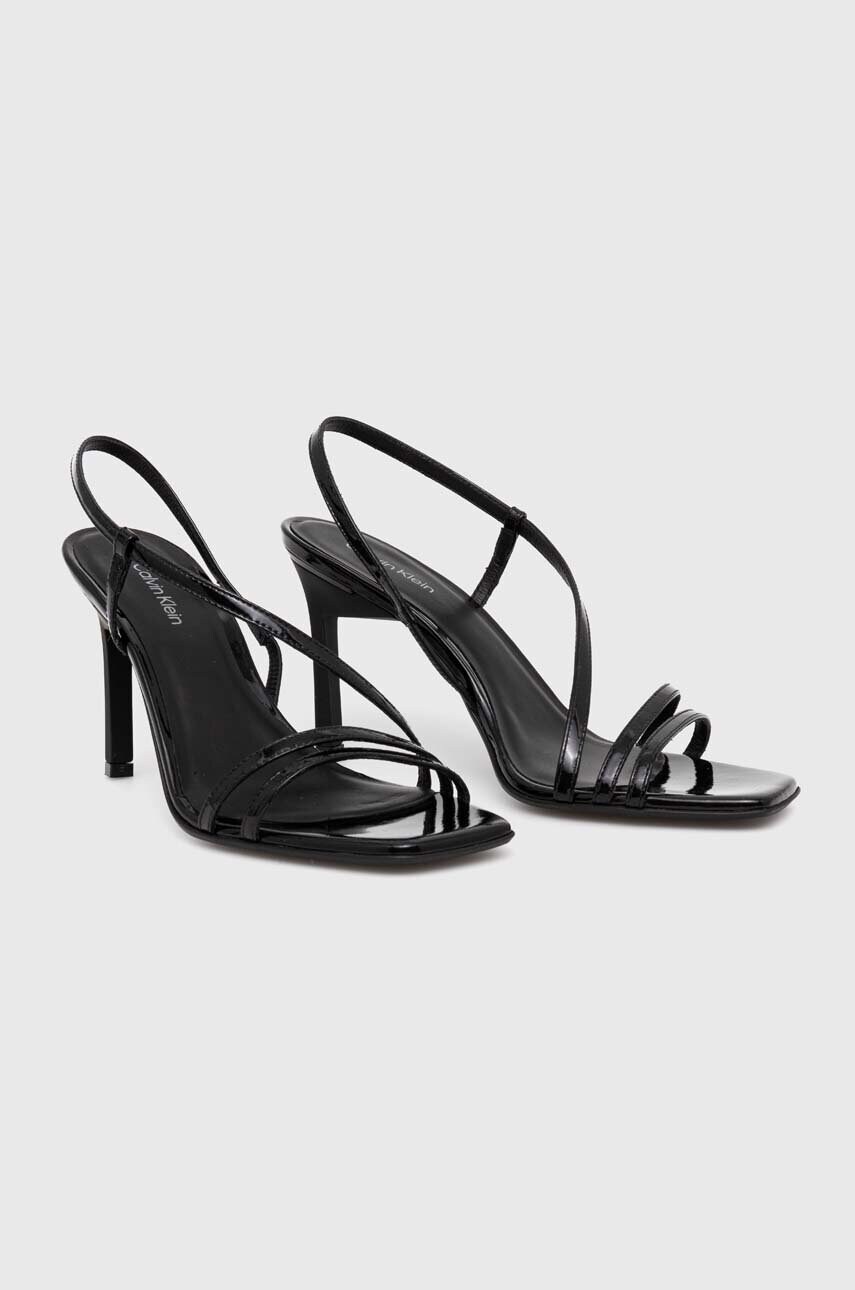 Шкіряні сандалі Calvin Klein GEO STILETTO ASY SAN колір чорний HW0HW01609