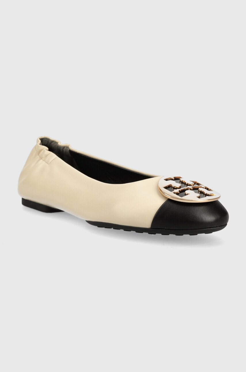 Шкіряні балетки Tory Burch Claire Cap Toe Ballet колір бежевий  148336-001