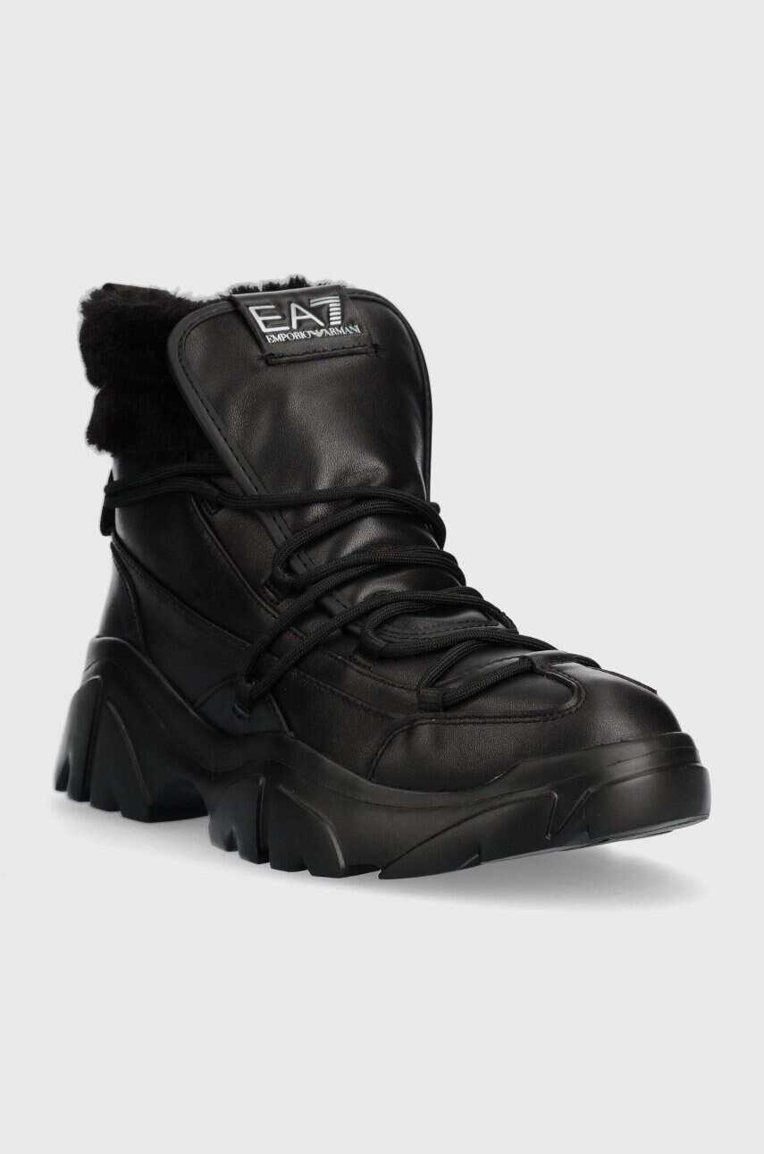 Черевики EA7 Emporio Armani жіночі колір чорний на платформі злегка утеплена X8M001 XK229 S868