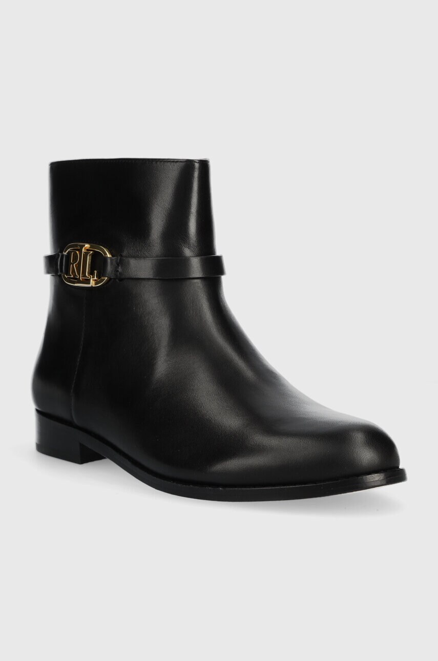 Шкіряні черевики Lauren Ralph Lauren Briela жіночі колір чорний на плоскому ходу 802912273001