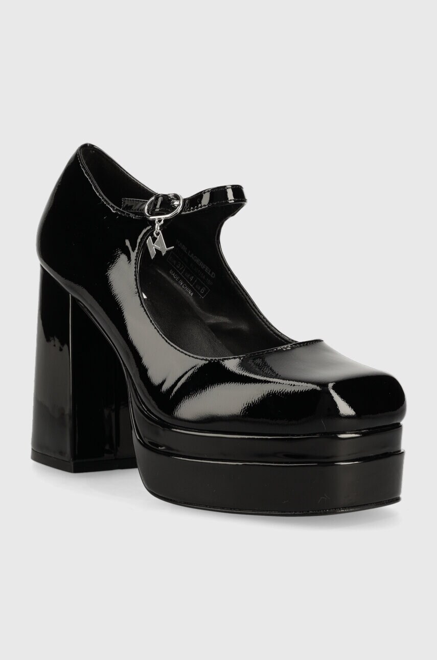 Шкіряні туфлі Karl Lagerfeld STRADA колір чорний каблук блок KL30125A