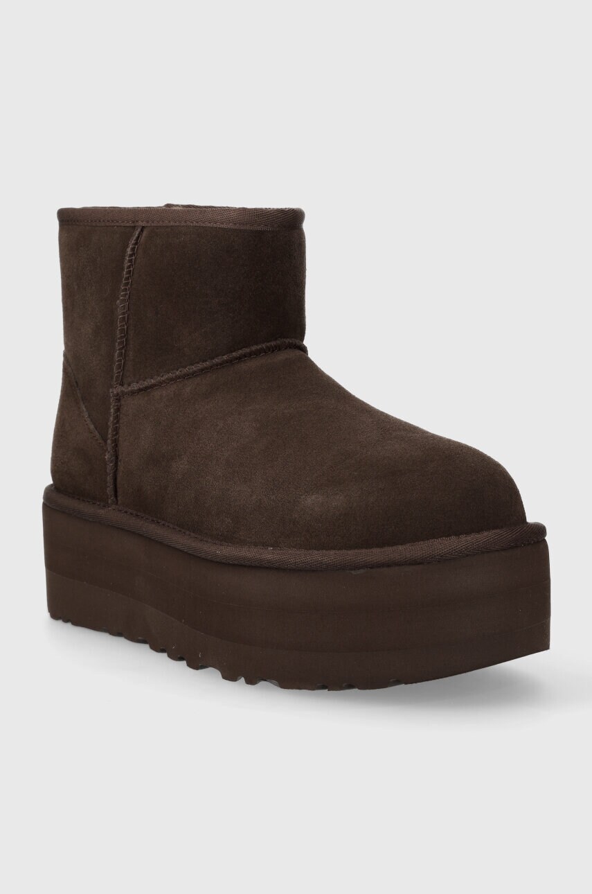 Замшеві чоботи UGG Classic Mini Platform колір коричневий 1134991