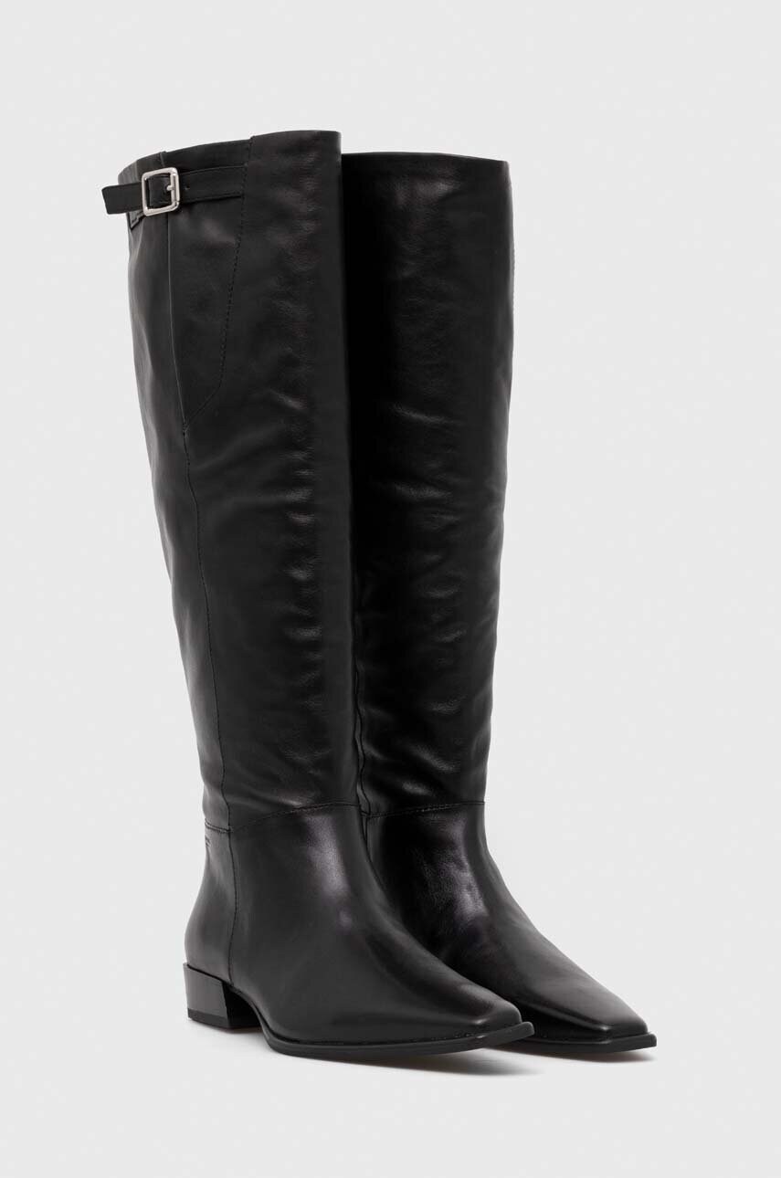 Шкіряні чоботи Vagabond Shoemakers NELLA жіночі колір чорний на плоскому ходу 5616.101.20