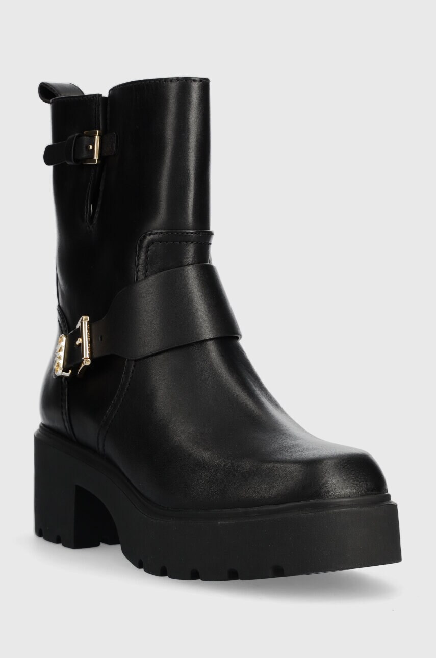 Шкіряні черевики MICHAEL Michael Kors Perry жіночі колір чорний каблук блок 40F3PYME5L