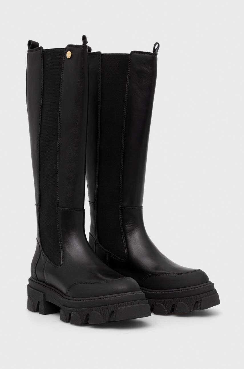 Шкіряні чоботи Barbour B.Intl Parson жіночі колір чорний на платформі LFO0636BK11