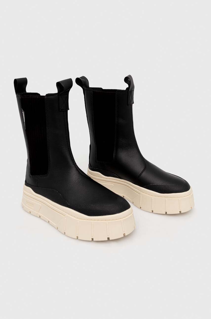 Черевики Puma Mayze Stack Chelsea Winter Wns жіночі колір чорний на платформі злегка утеплена