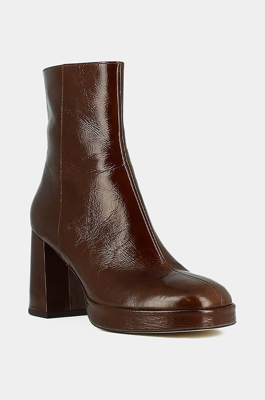 Шкіряні черевики Jonak VORIS CUIR BRILLANT жіночі колір коричневий каблук блок 3300088