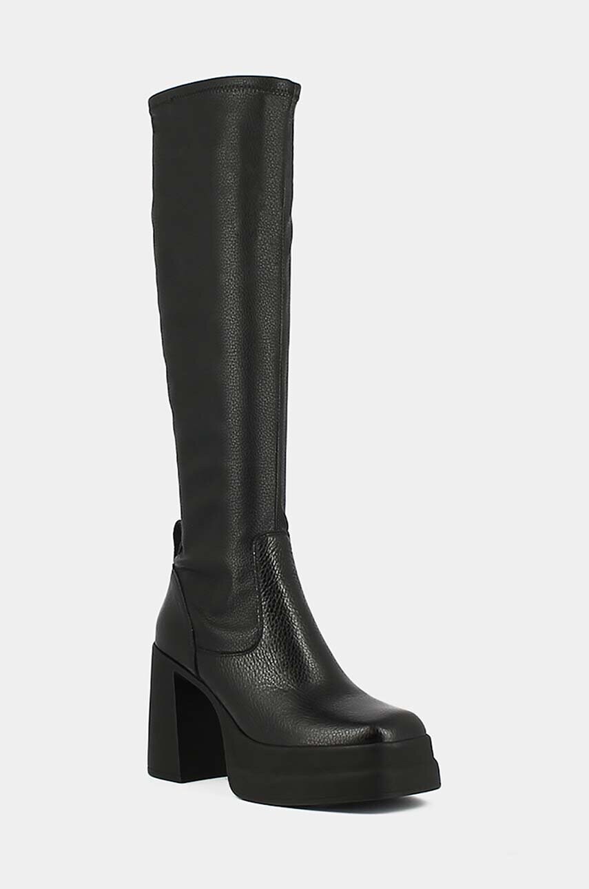 Чоботи Jonak PAILLE CUIR GR/ STRETCH жіночі колір чорний каблук блок 3300014