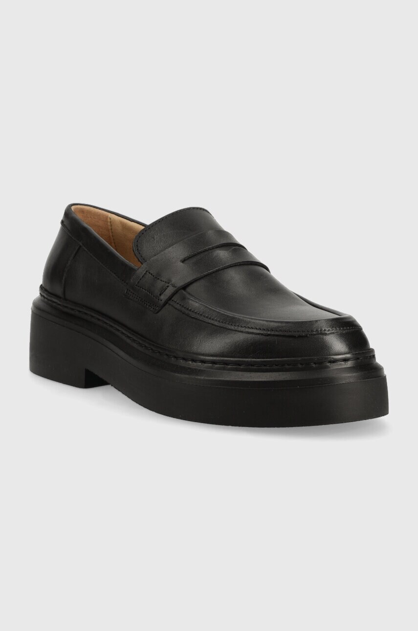 Шкіряні мокасини GARMENT PROJECT June Loafer жіночі колір чорний на платформі GPW2403