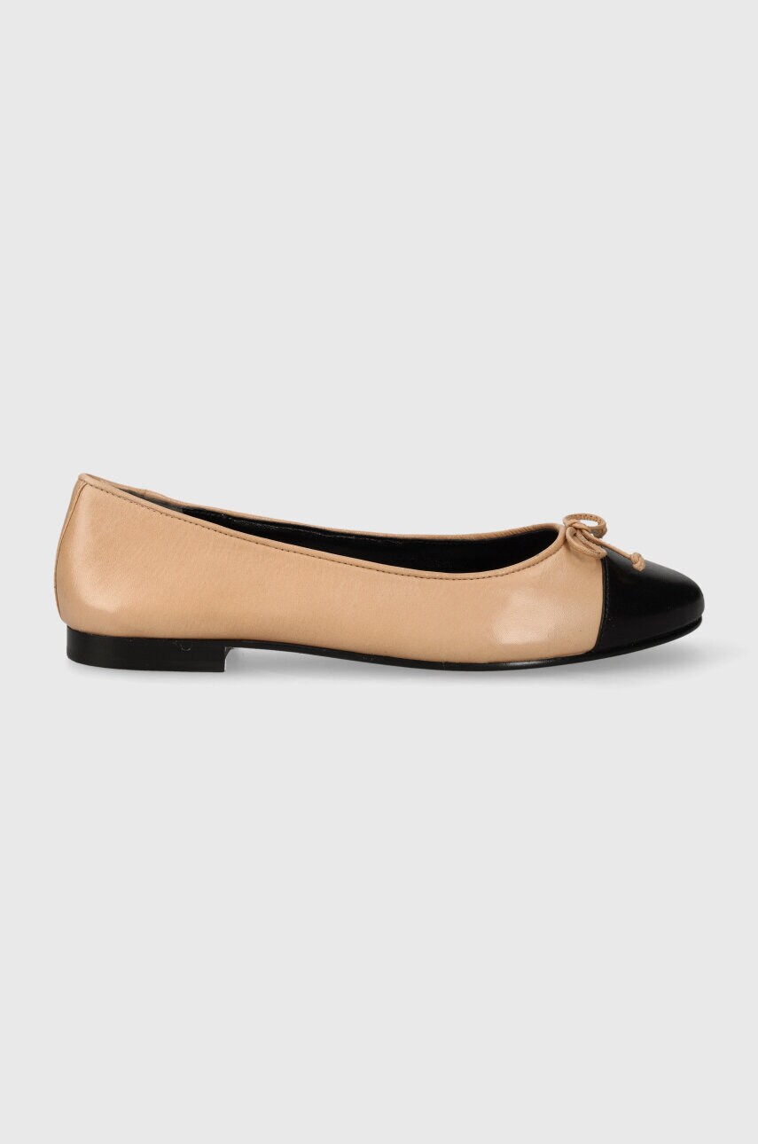 Шкіряні балетки Tory Burch CAP-TOE BALLET колір бежевий  154513-200
