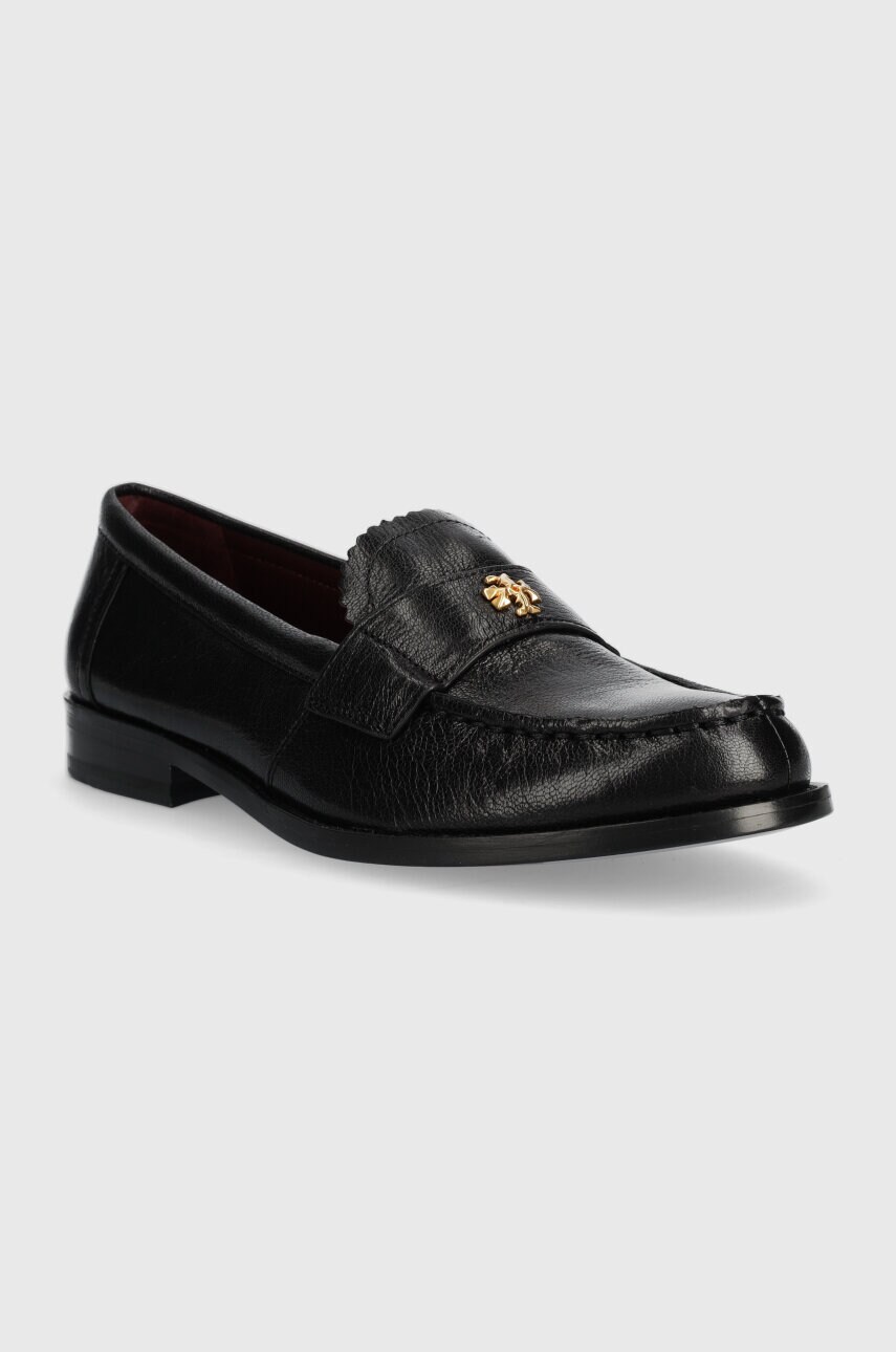 Шкіряні мокасини Tory Burch CLASSIC LOAFER жіночі колір чорний на плоскому ходу 150907-006