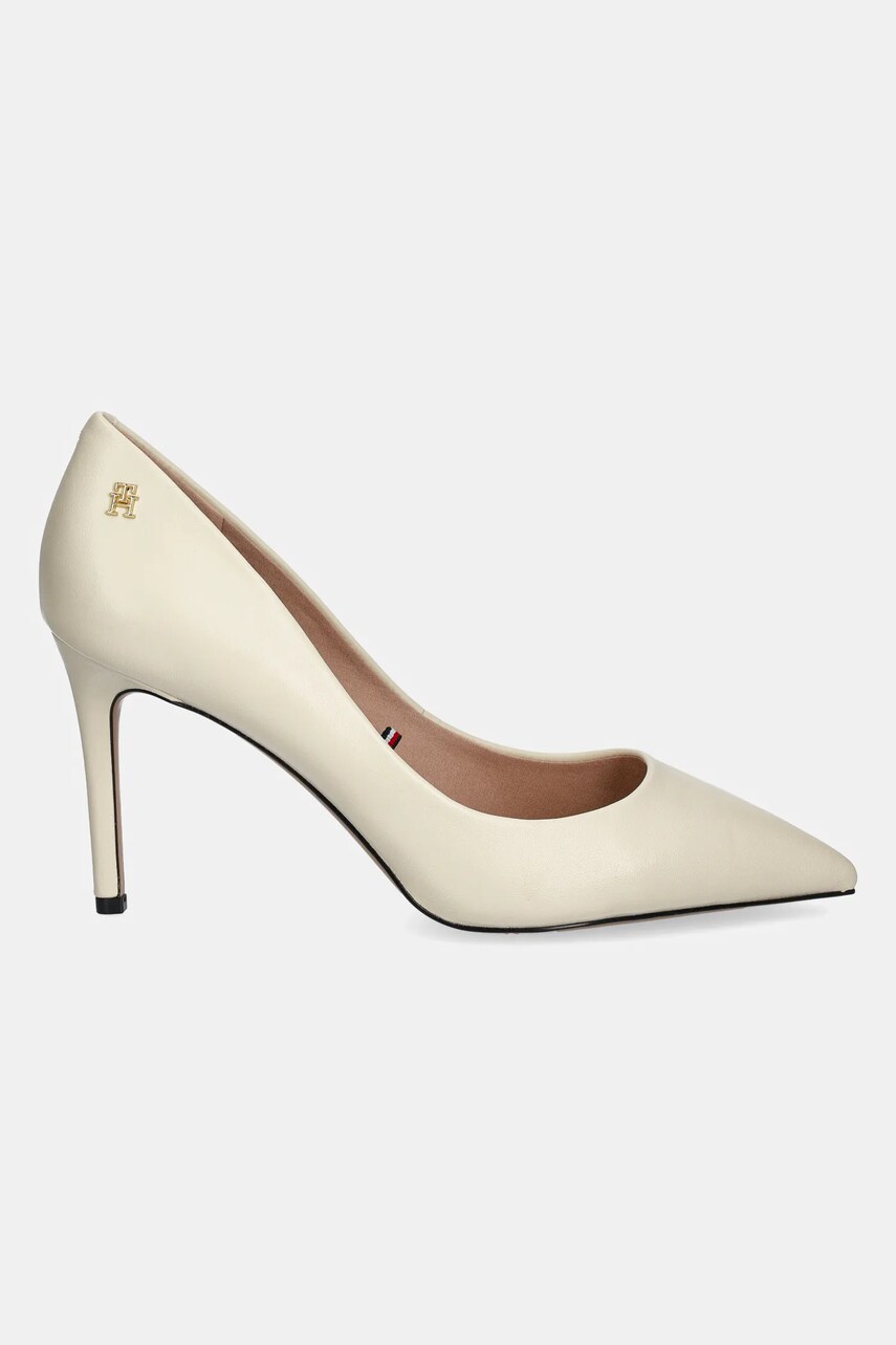 Шкіряні туфлі Tommy Hilfiger ESSENTIAL POINTED PUMP колір бежевий FW0FW07533