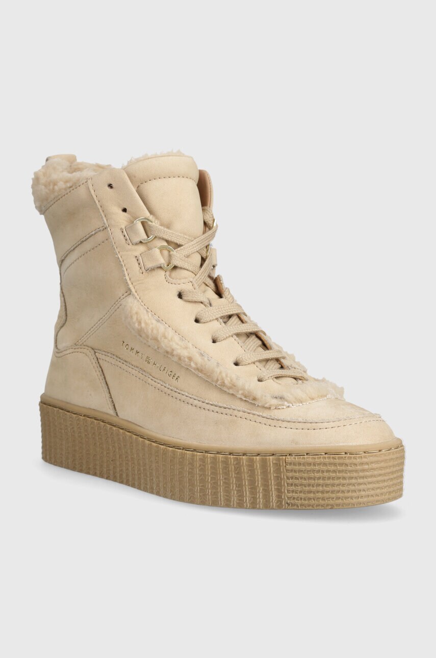 Кросівки Tommy Hilfiger ESSENTIAL LACE UP WARMBOOTIE колір бежевий FW0FW07503