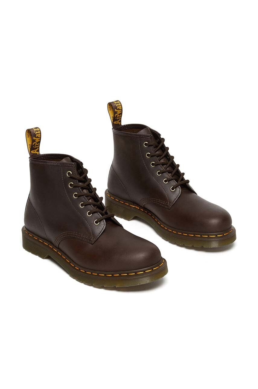Шкіряні черевики Dr. Martens 101 жіночі колір коричневий на плоскому ходу DM27761201