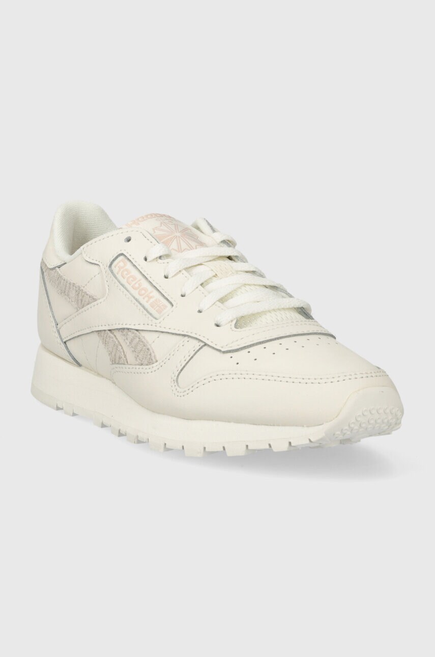 Шкіряні кросівки Reebok CL Leather колір бежевий