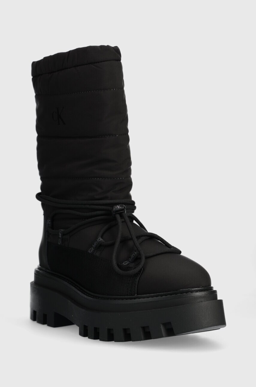 Зимові чоботи Calvin Klein Jeans FLATFORM SNOW BOOT NYLON WN колір чорний YW0YW01146