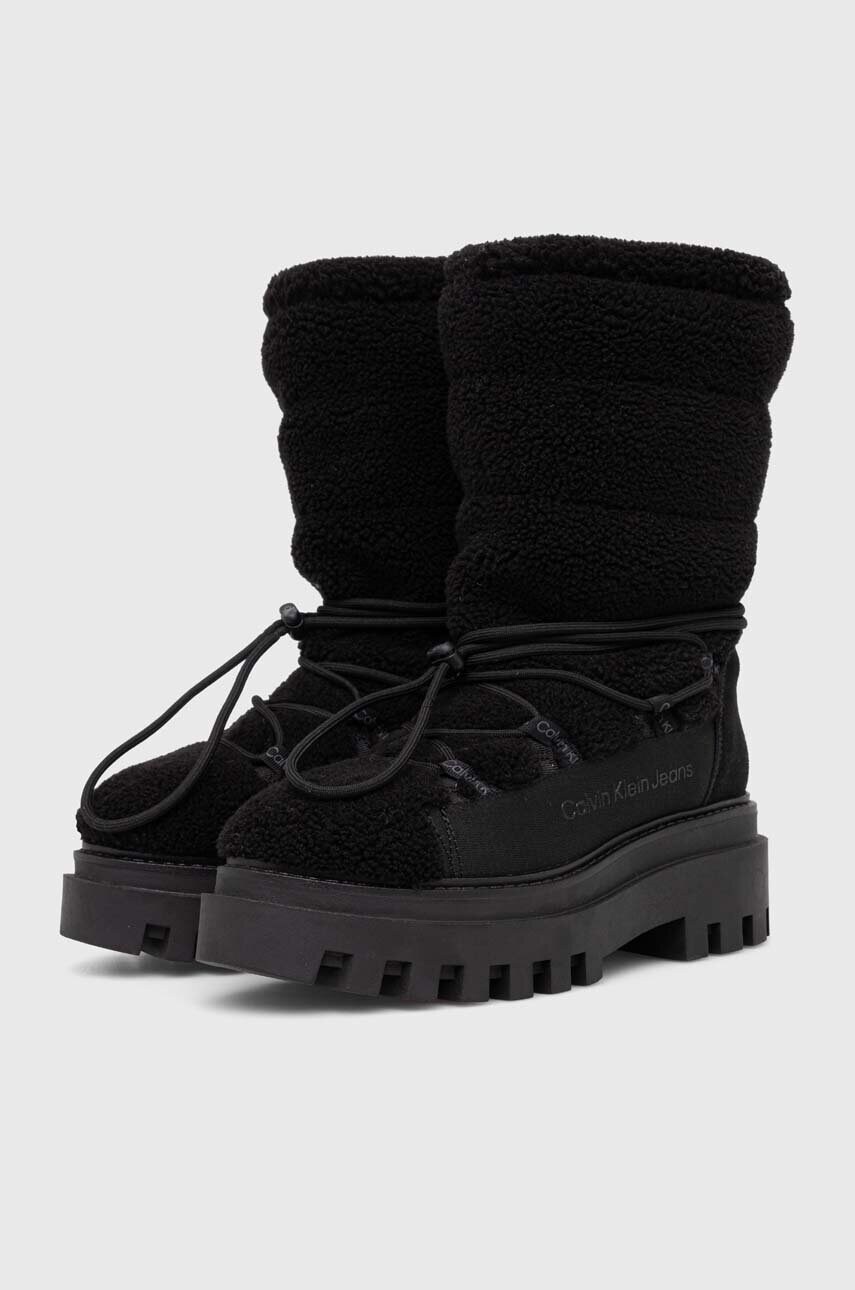 Зимові чоботи Calvin Klein Jeans FLATFORM SNOW BOOT SHERPA WN колір чорний YW0YW01195