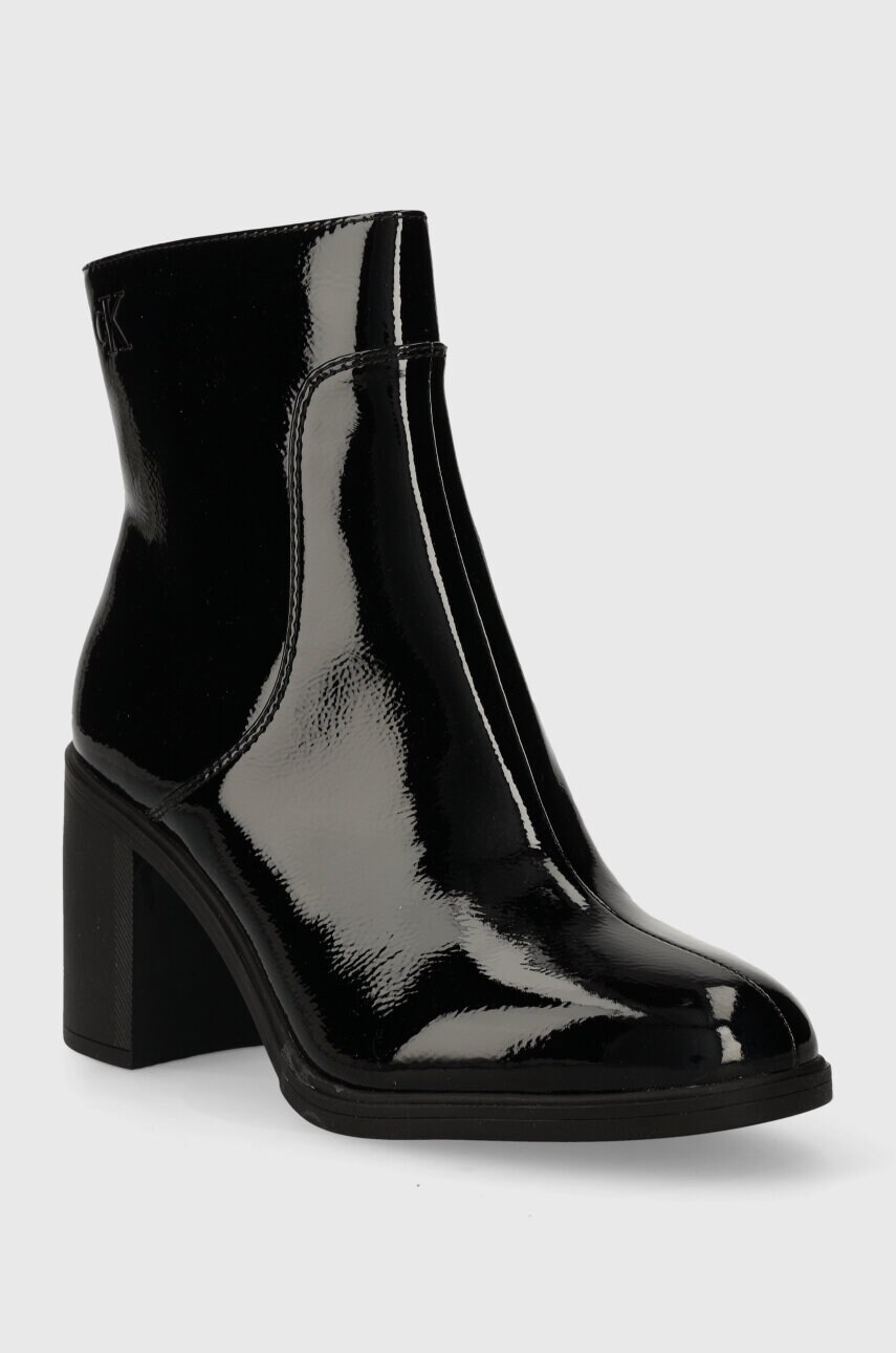 Черевики Calvin Klein Jeans MID BLOCK HEEL BOOT NAPLAK WN жіночі колір чорний каблук блок YW0YW01258