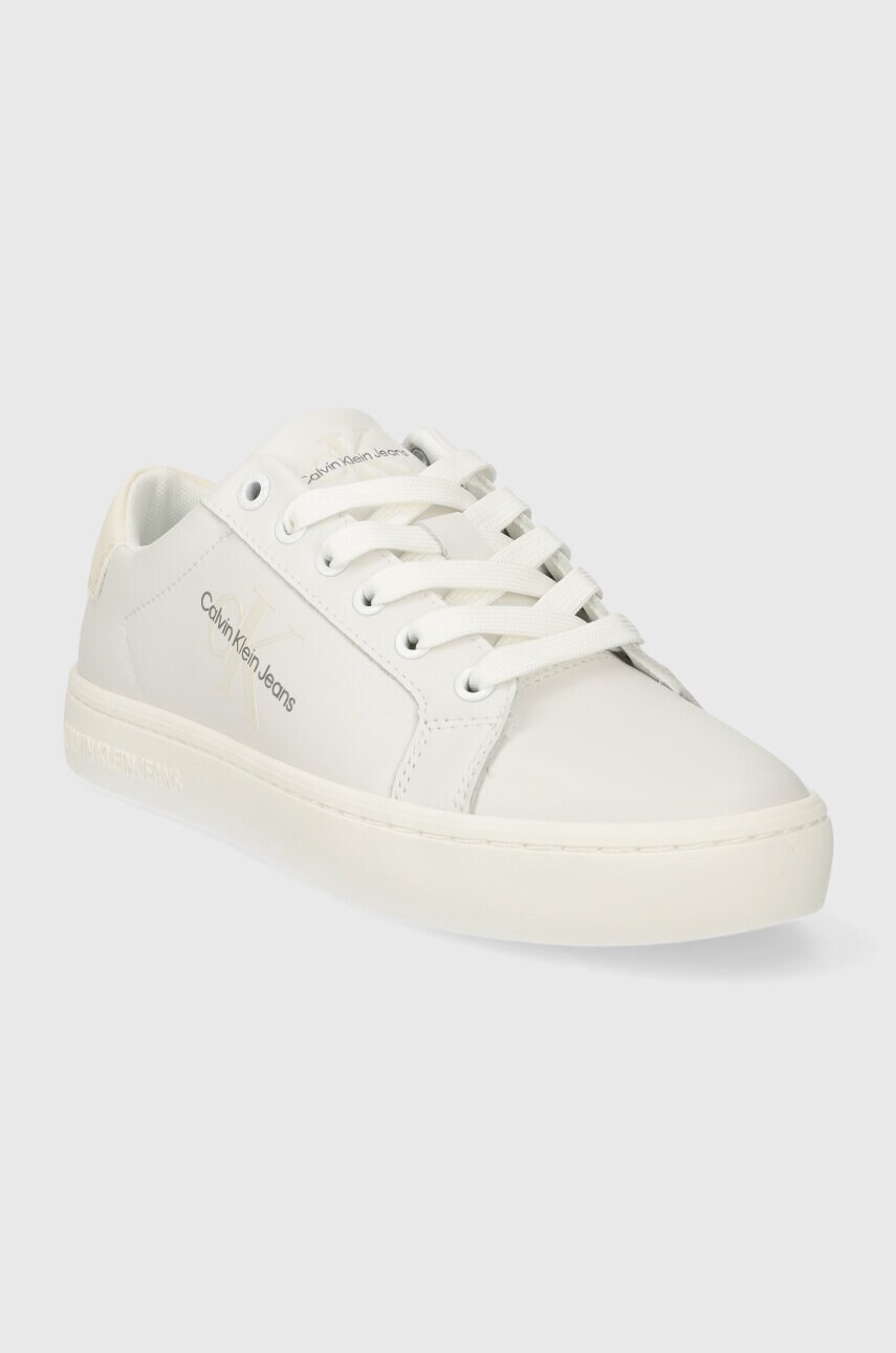 Шкіряні кросівки Calvin Klein Jeans CLASSIC CUPSOLE LACEUP LTH WN колір бежевий YW0YW01269